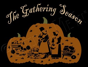 1058 * Gathering Season Pilgrims Thanksgiving Autumn Stencil 9.25x12 