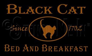 1129 * Black Cat Bed & Breakfast Halloween Stencil 7.25x12 