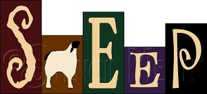 1355 * Sheep Word Art Shelf Sitter Blocks Stencil Set 
