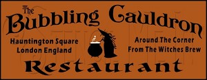 147 * The Bubbling Cauldron Restaurant Halloween Stencil 9.25x24 