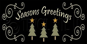 1925 * Seasons Greetings Christmas Trees 9.25x18 