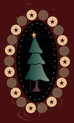 1950 * Christmas Tree Penny Rug 7.25x12 