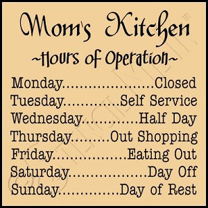 1966 * Mom's Kitchen Hours 11.25x11.25 