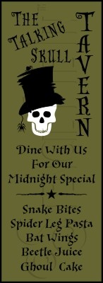 2157 * Talking Skull Tavern Halloween Stencil 7.25x20 
