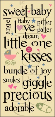 2481 * Sweet Baby Typography Stencil 11.25x24 