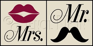 2923 * Mrs & Mr Lips and Mustache Stencil Set 7.25x7.25 