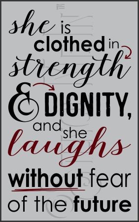 2980 * She Is Clothed In Strength & Dignity Inspirational Typography Stencil 11.25x18 