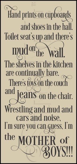 2984 * Mother Of Boys Typography Stencil 11.25x24 