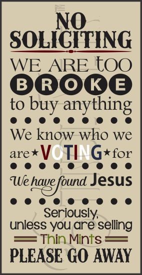 3100 * No Soliciting Typography Stencil - Thin Mints 