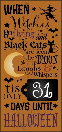 3250 * Days Until Halloween Countdown Chalkboard Stencil 11.25x24 