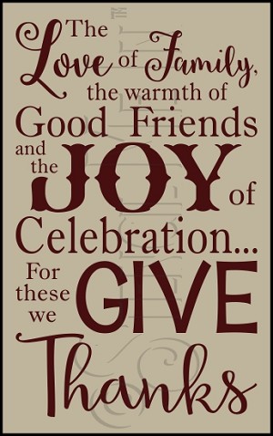 3286 * We Give Thanks Thanksgiving Prayer Typography Stencil 11.25x18 
