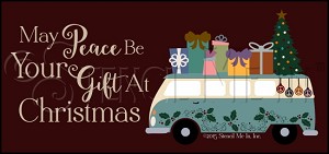 3421 * May Peace Be Your Gift At Christmas Vintage Bus Stencil 11.25x24 