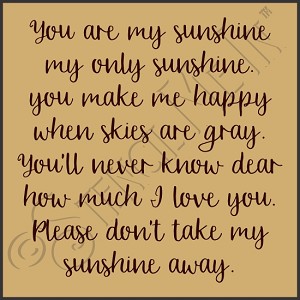 3423 * You Are My Sunshine Kids Room Nursery Stencil 11.25x11.25 