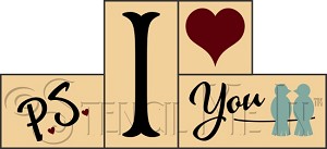 3474 * PS I Love You Shelf Sitter Stencil Block Set - Love Birds 
