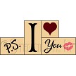 3474 * PS I Love You Shelf Sitter Stencil Block Set - Kissy Lips 