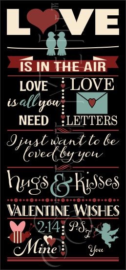 3476 * Love Is In The Air Valentine Typography Stencil 