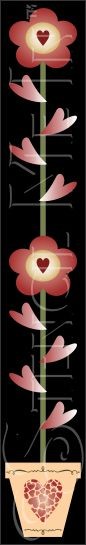 3487 * Tall Love Blooms Hearts Porch Stencil 