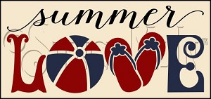 3584 * Summer Love Flip Flop Beach Ball Stencil 