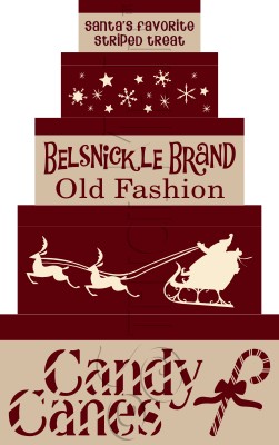 358 * Belsnickle Brand Candy Cane Shaker Box Stencil Set 