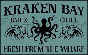 3621 * Kraken Bay Bar & Grill Beach Kitchen Stencil 11.25x18 