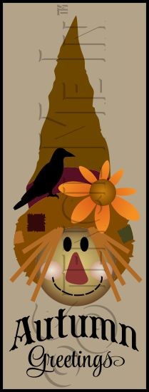 3649 * Autumn Greetings Fall Harvest Scarecrow Stencil 