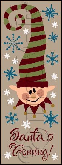 3690 * Santa's Coming Christmas Elf Big Face Greetings Stencil 