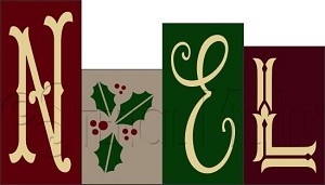 3698 * Noel Christmas Word Art Block Stencil Set 
