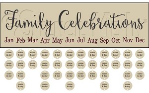 3787 * Family Celebrations Birthday and Anniversary Calendar Stencil 7.25x24 