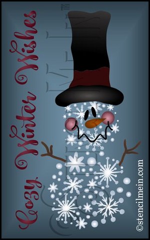 3807 * Cozy Winter Nights Snowflake Snowman Stencil 11.25x18 