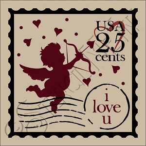 3817 * I Love You Cupid Stamp Valentine Romance Stencil 11.25x11.25 