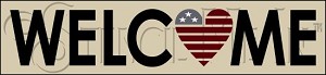 3906 * Welcome USA Flag Heart Stencil 