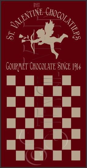 697 * St Valentine Chocolatiers Game Board Co Stencil 9.25x18 