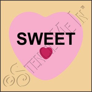 CA790 * Sweetheart Valentine Conversational Candy Heart Stencil 4x4 