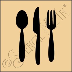 CA814 * Eating Utensils Art Square Stencil 4x4 