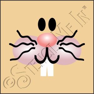 CA816 * Bunny Face Art Square Stencil 4x4 