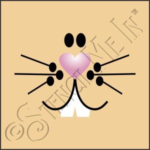 CA818 * Bunny Face Art Square Stencil 4x4 