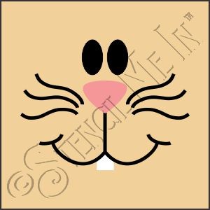 CA819 * Bunny Face Art Square Stencil 4x4 