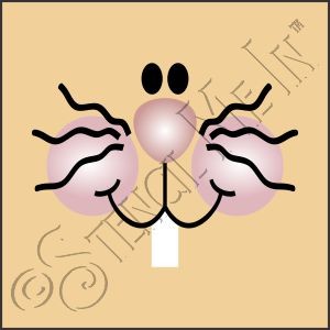 CA823 * Bunny Face Art Square Stencil 4x4 