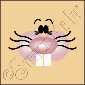 CA824 * Bunny Face Art Square Stencil 4x4 