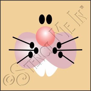 CA825 * Bunny Face Art Square Stencil 4x4 