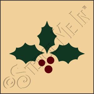 CA846 * Holly Leaves & Berries Stencil 4x4 