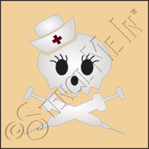 CA878 * Skeleton Nurse Stencil 4x4 