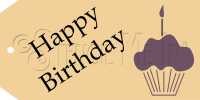 1675-HT23 * Happy Birthday Hang Tag Stencil 2.375x4.75 