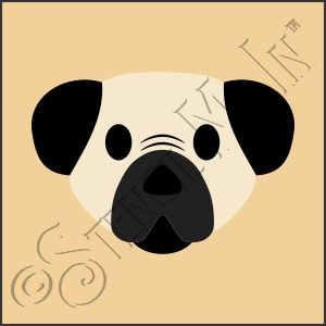 CA888 * Pug Face Dog Stencil 4x4 